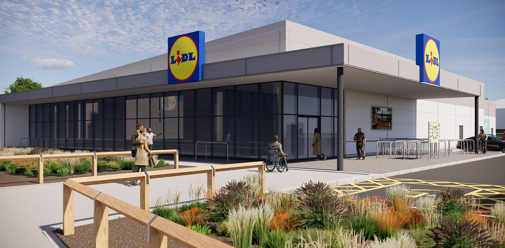 3D visual of the proposed Lidl store entrance